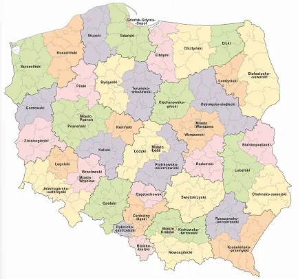 The division of Poland into NUTS level 3 units in NUTS 2003 revision