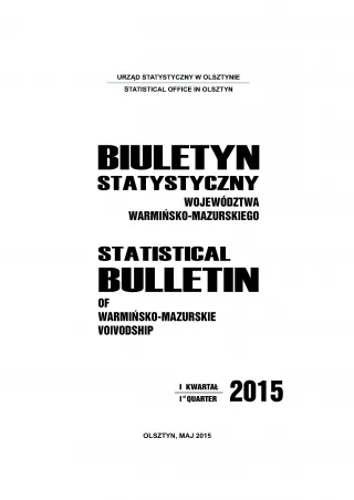 Powiększ obraz: Cover of the publication Statistical bulletin of Warmińsko-Mazurskie Voivodship – I quarter 2015