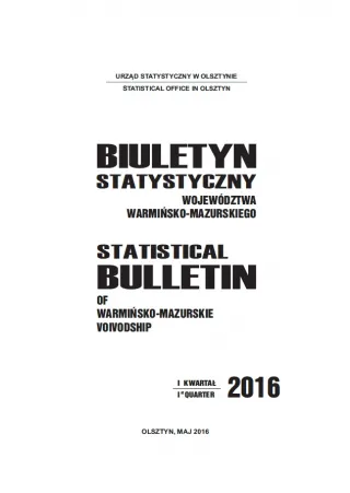 Powiększ obraz: Cover of the publication Statistical bulletin of Warmińsko-Mazurskie Voivodship – I quarter 2016