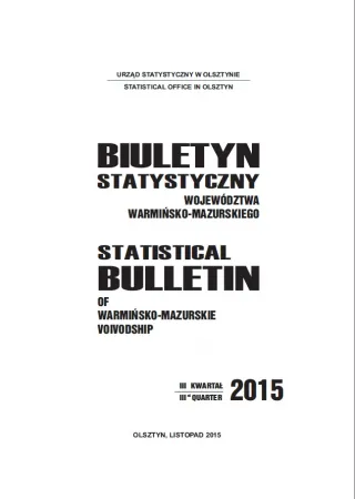 Powiększ obraz: Cover of the publication Statistical bulletin of Warmińsko-Mazurskie Voivodship – III quarter 2015