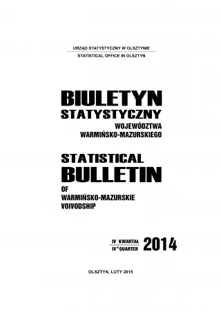 Powiększ obraz: Cover of the publication Statistical bulletin of Warmińsko-Mazurskie Voivodship – IV quarter 2014
