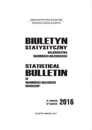 Powiększ obraz: Cover of the publication Statistical bulletin of Warmińsko-Mazurskie Voivodship – IV quarter 2016