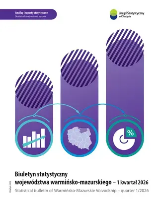 Powiększ obraz: Cover of the publication Statistical bulletin of Warmińsko-Mazurskie Voivodship – quarter 1/2026